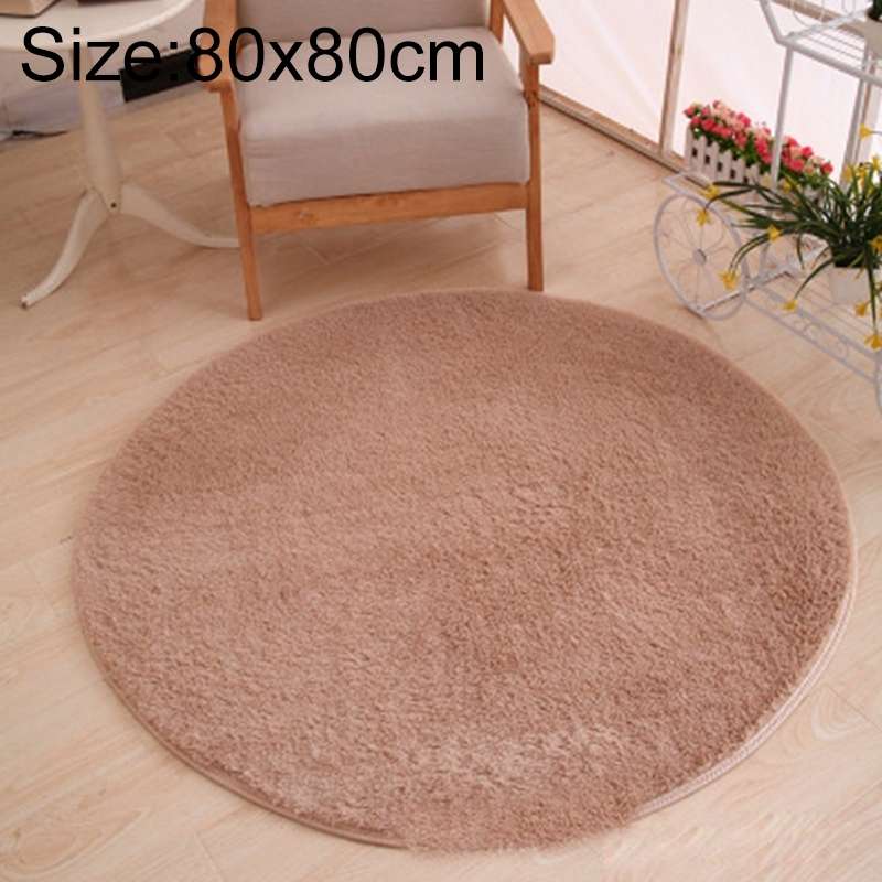 KSolid Round Carpet Soft Fleece Mat Anti-Slip Area Rug Kids Bedroom Door Mats, Size:Diameter: 80cm(C