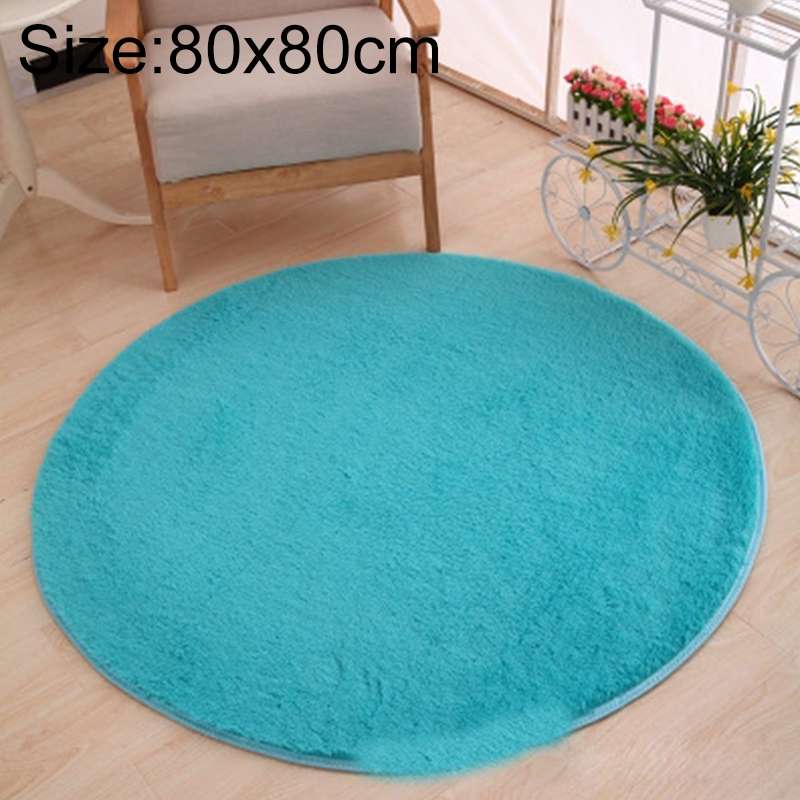 KSolid Round Carpet Soft Fleece Mat Anti-Slip Area Rug Kids Bedroom Door Mats, Size:Diameter: 80cm(C