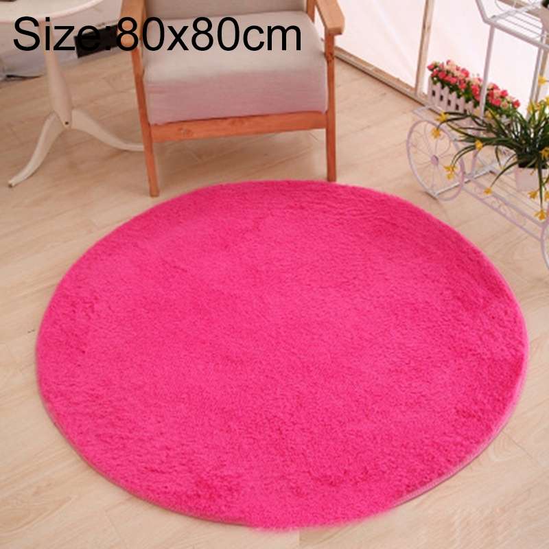 KSolid Round Carpet Soft Fleece Mat Anti-Slip Area Rug Kids Bedroom Door Mats, Size:Diameter: 80cm(C