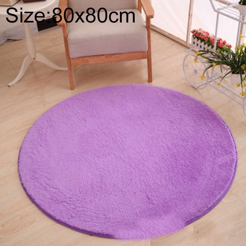 KSolid Round Carpet Soft Fleece Mat Anti-Slip Area Rug Kids Bedroom Door Mats, Size:Diameter: 80cm(C