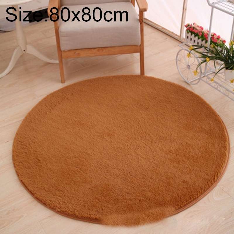 KSolid Round Carpet Soft Fleece Mat Anti-Slip Area Rug Kids Bedroom Door Mats, Size:Diameter: 80cm(C