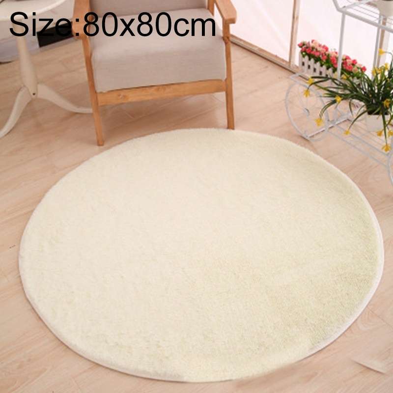 KSolid Round Carpet Soft Fleece Mat Anti-Slip Area Rug Kids Bedroom Door Mats, Size:Diameter: 80cm(C
