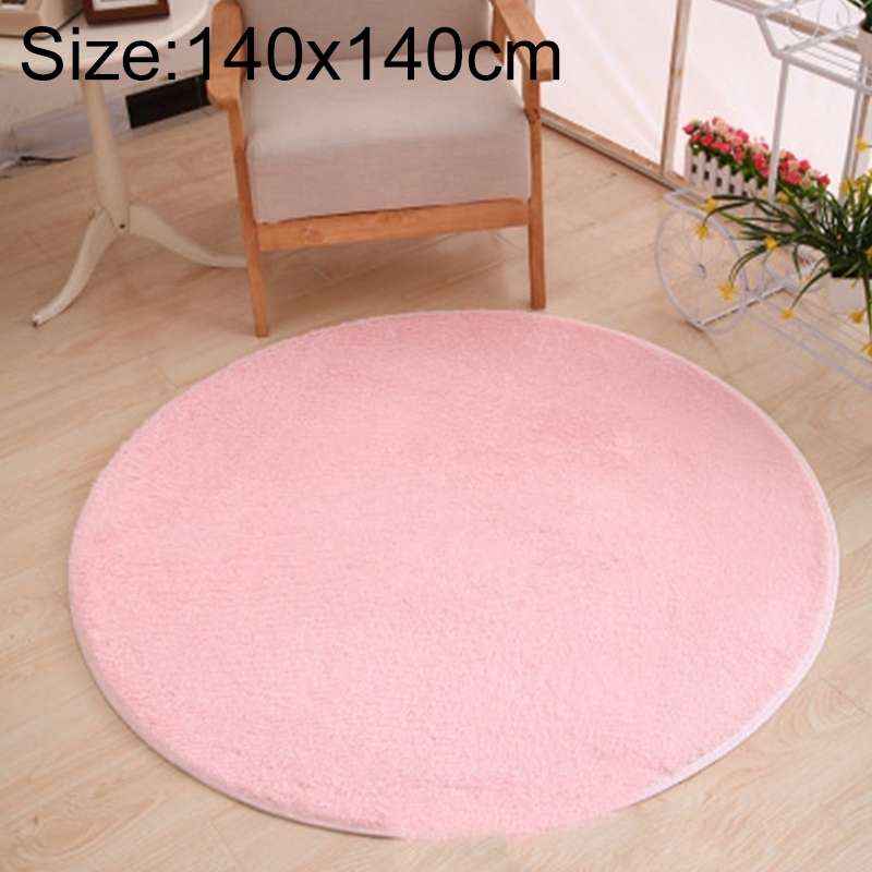 KSolid Round Carpet Soft Fleece Mat Anti-Slip Area Rug Kids Bedroom Door Mats, Size:Diameter: 140cm(