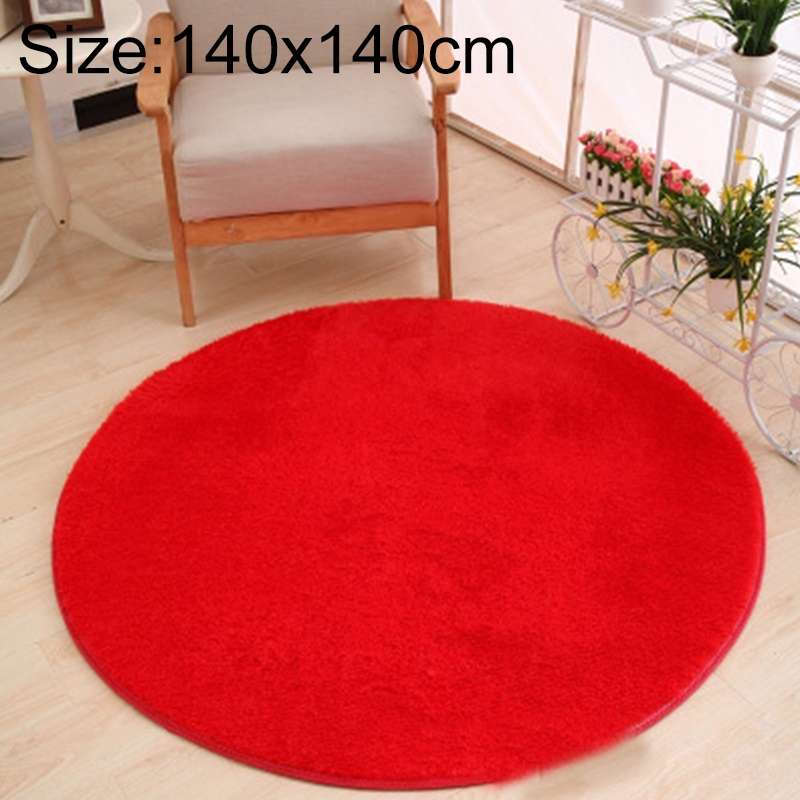 KSolid Round Carpet Soft Fleece Mat Anti-Slip Area Rug Kids Bedroom Door Mats, Size:Diameter: 140cm(