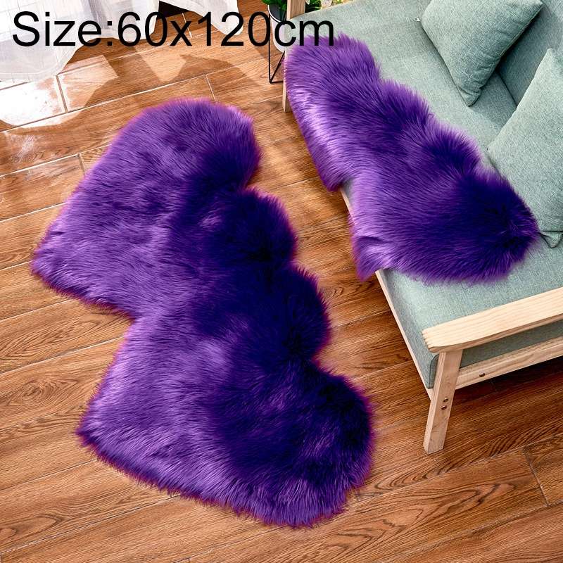 Creative Double Heart Imitation Wool Carpet Sofa Cushion Mat Plush Bedroom Living Room Floor Rugs, S