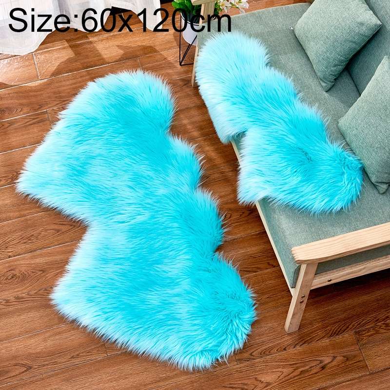 Creative Double Heart Imitation Wool Carpet Sofa Cushion Mat Plush Bedroom Living Room Floor Rugs, S