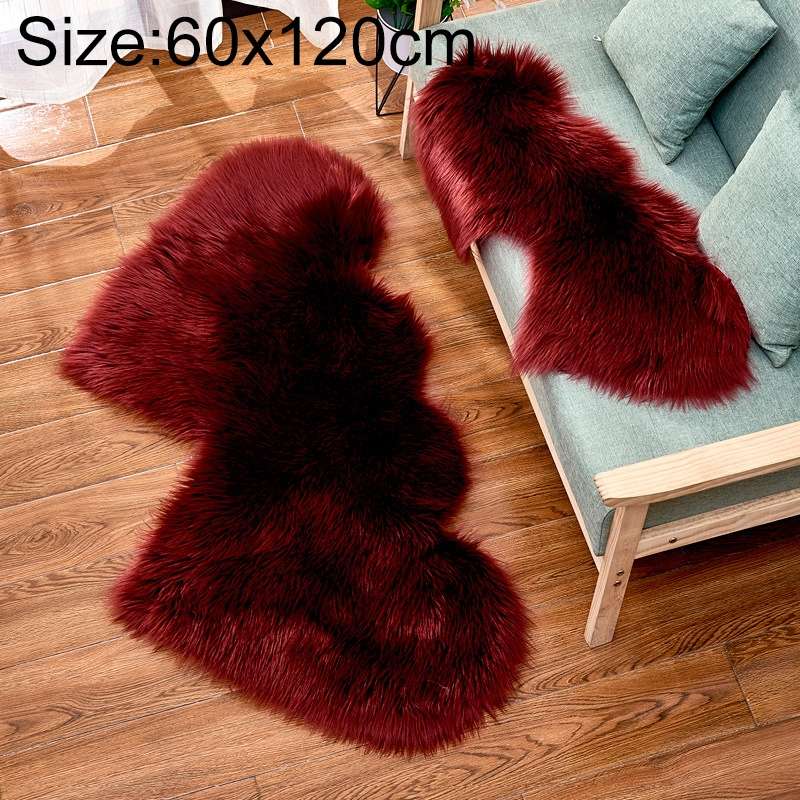 Creative Double Heart Imitation Wool Carpet Sofa Cushion Mat Plush Bedroom Living Room Floor Rugs, S