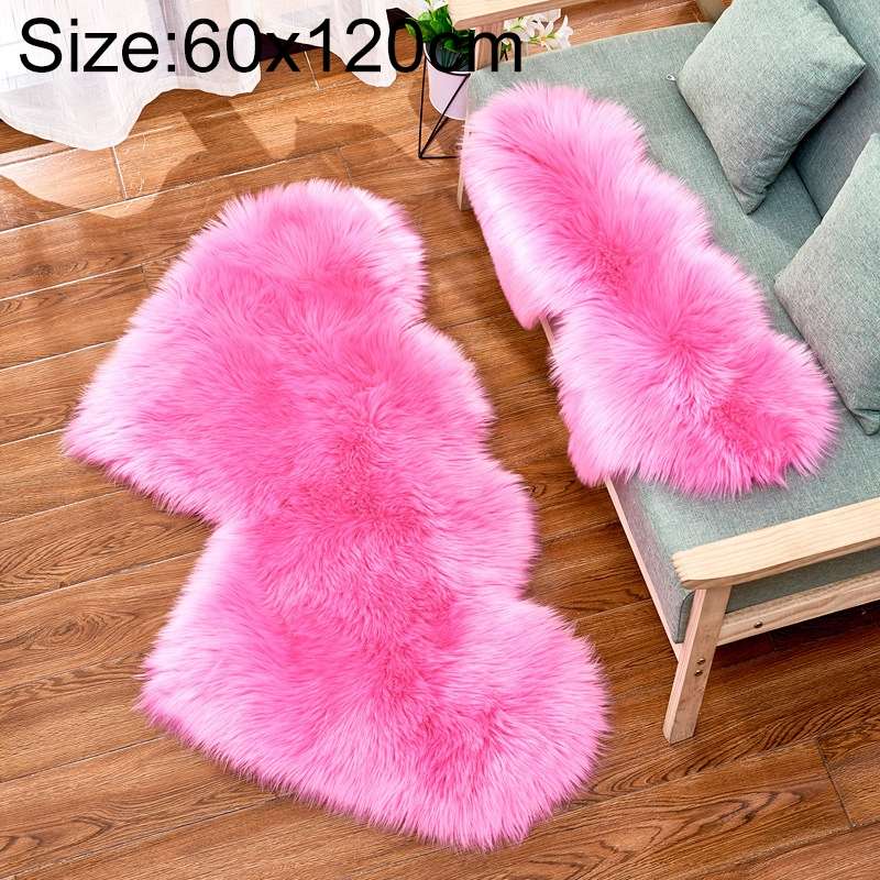 Creative Double Heart Imitation Wool Carpet Sofa Cushion Mat Plush Bedroom Living Room Floor Rugs, S