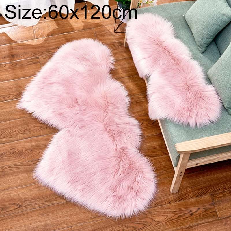 Creative Double Heart Imitation Wool Carpet Sofa Cushion Mat Plush Bedroom Living Room Floor Rugs, S