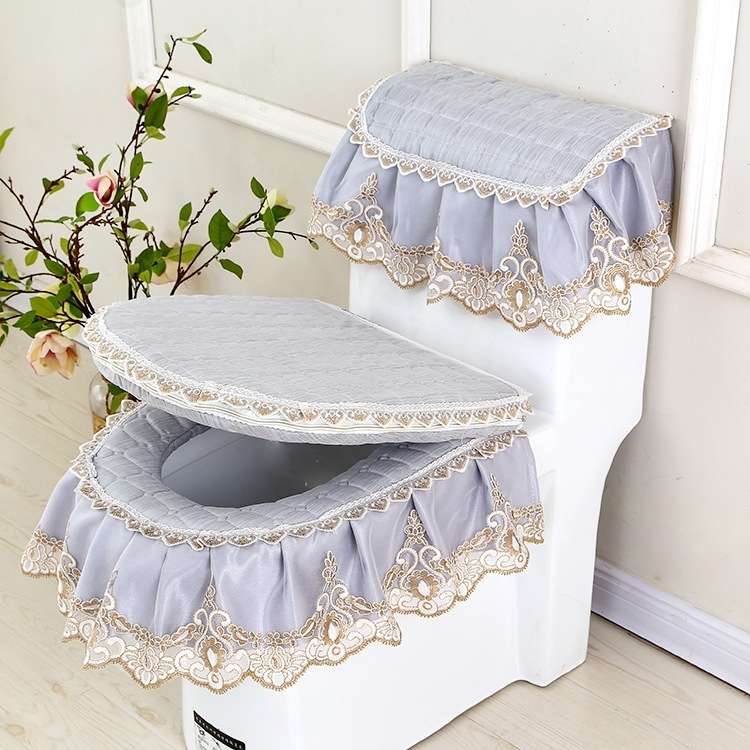 3 PCS / Set Universal Anti-Dust Cover Fabric Zipper Toilet Seat(Green)