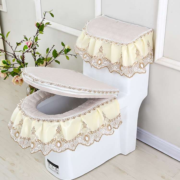 3 PCS / Set Universal Anti-Dust Cover Fabric Zipper Toilet Seat(Green)