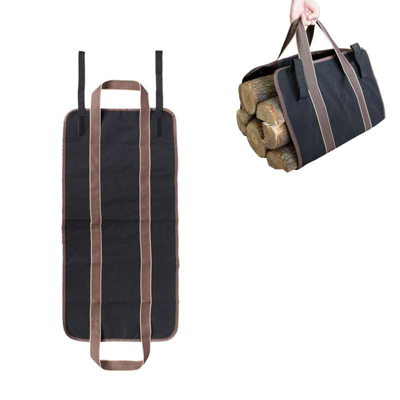 Outdoor Large Capacity Canvas Logging Package Firewood Storage Bag(Khaki)