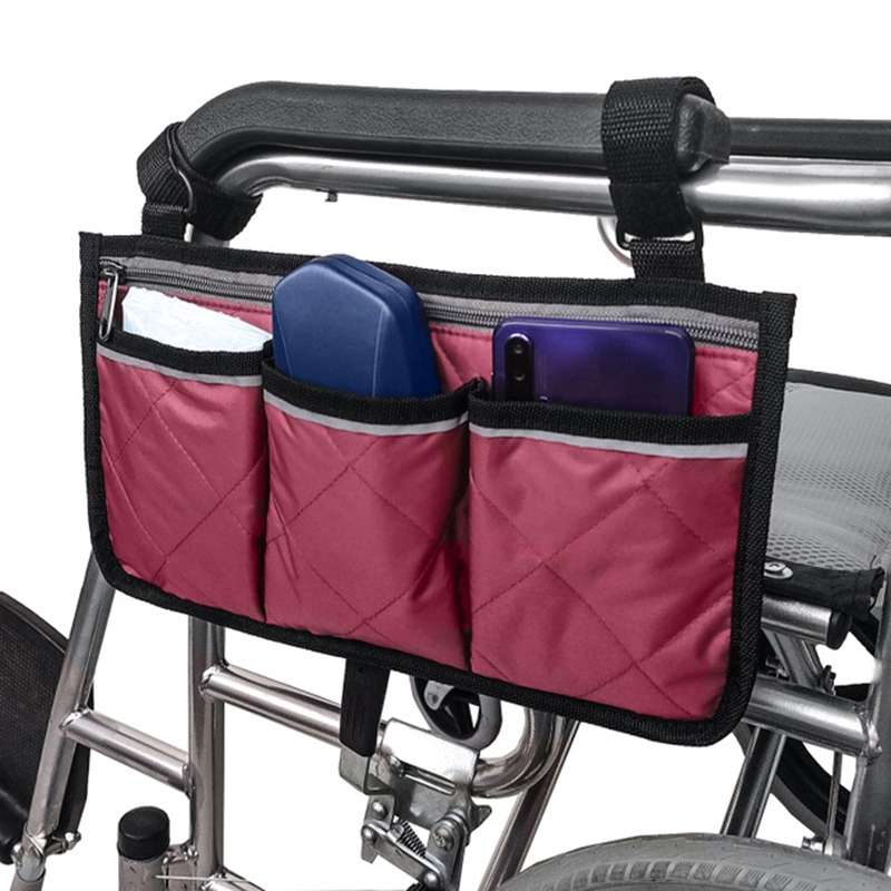 Walking Aid Wheelchair Armrest Side Storage Bag Car Storage Hanging Bag(Brown)