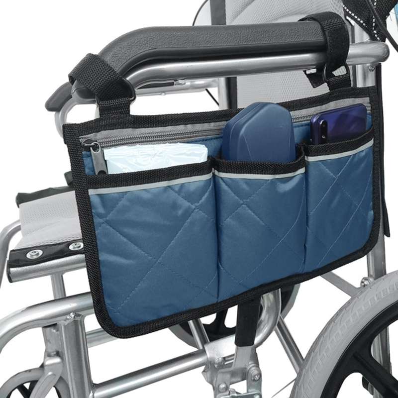 Walking Aid Wheelchair Armrest Side Storage Bag Car Storage Hanging Bag(Brown)