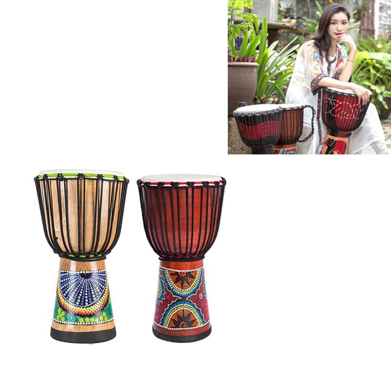 Engraved African Drum Children Kindergarten Percussion Instruments Sheepskin Tambourine, Random Deli