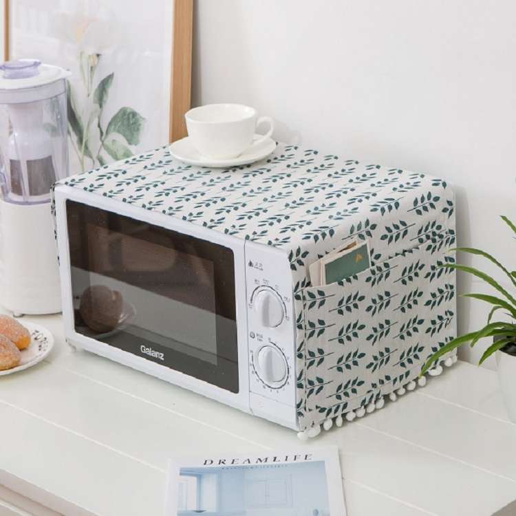 Cotton Linen Universal Microwave Oven Dustproof Storage Cover(Wood Grain)