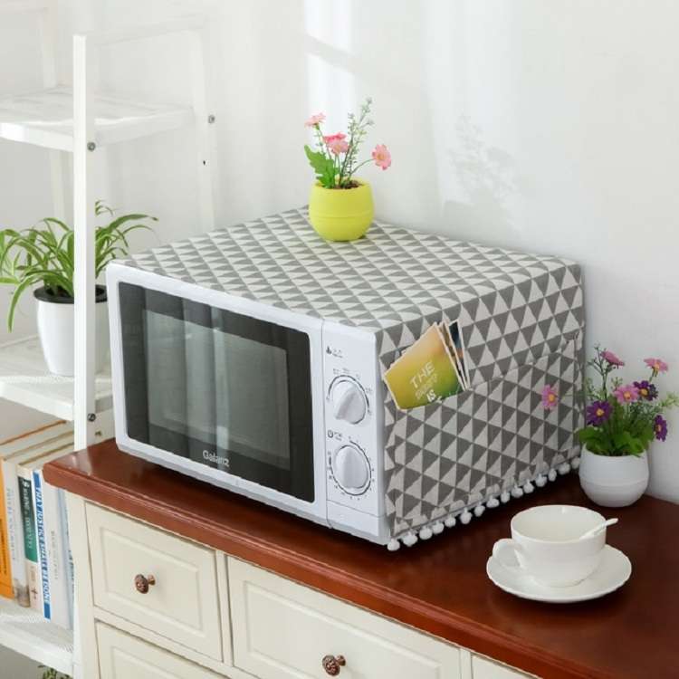 Cotton Linen Universal Microwave Oven Dustproof Storage Cover(Wood Grain)