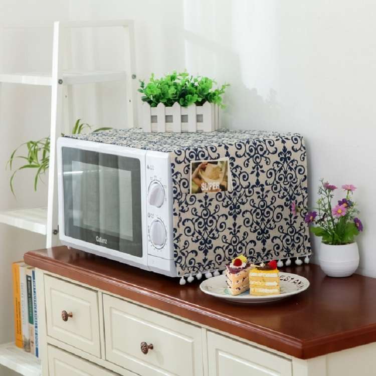 Cotton Linen Universal Microwave Oven Dustproof Storage Cover(Wood Grain)
