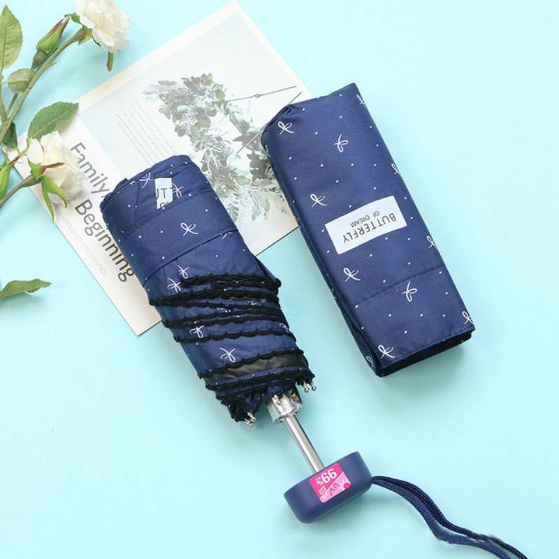 Mini Pocket 5 Folding Umbrella UV Protection Black Plastic Umbrella(Purple)