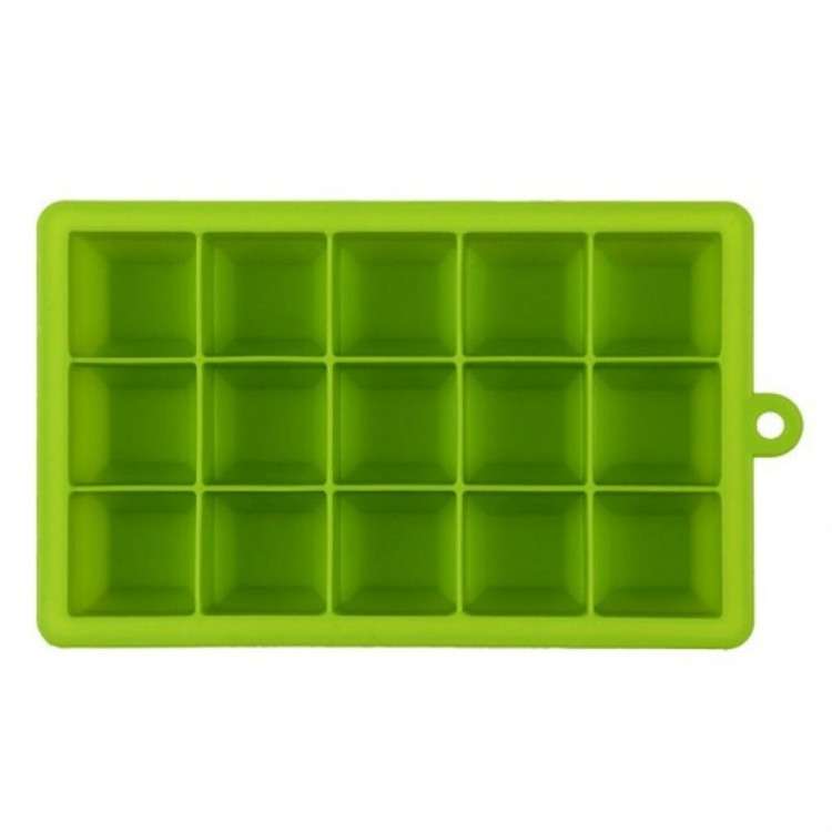 15 Grids DIY Big Ice Cube Mold Square Shape Silicone Ice Tray Fruit Ice Cream Maker(Green)