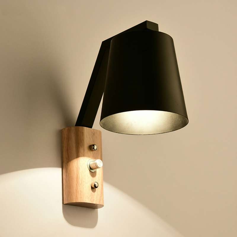 Creative Bedroom Study Bedside Balcony Aisle Porch Hotel Cafe Wood Wall Lamp Switch Light, Light Sou