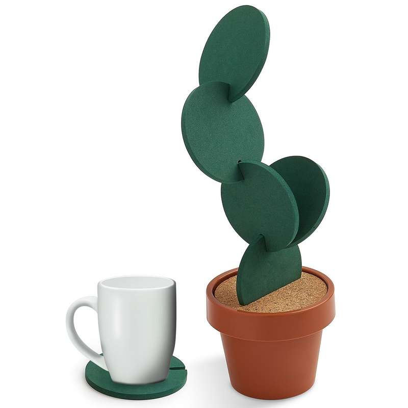 Novelty DIY Cactus Coaster Anti-skid Insulation Tea Pad Home Storage Desktop Multi-function Decorati