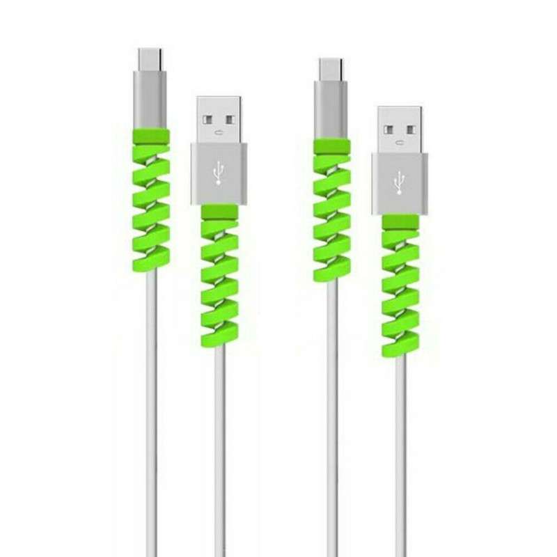 4pcs Spiral Style Silicone Data Cable Protective Cover Anti-wire Break Winder(Black)