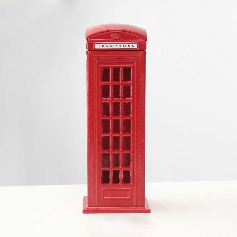 Retro Tin Alloy Telephone Booth Postbox Piggy Bank Decoration( Mailbox)