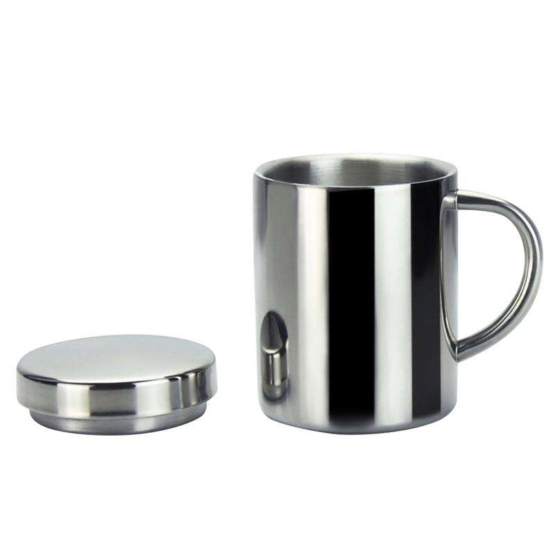 304 Stainless Steel Double Insulation Coffee Drink Milk Water Mugs Durable Drinking Cup with Lid 280