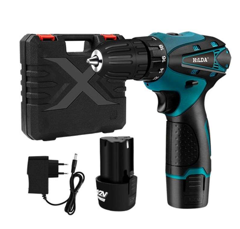 HILDA Electric Drill Cordless Screwdriver Lithium Battery Mini Drill Cordless Screwdriver Power Tool