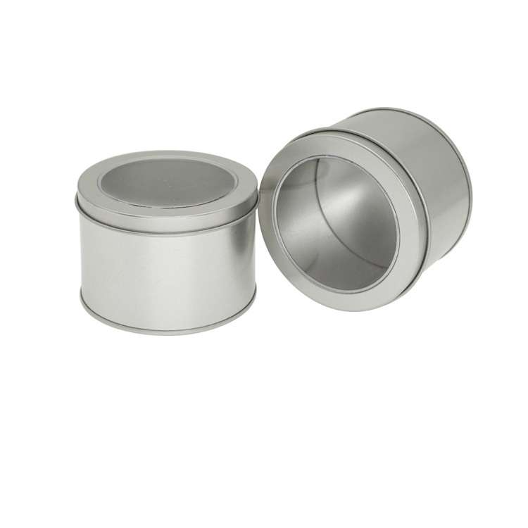 Deep Round Skylight Transparent Window Top Cover Tin Box Food Tea Can Baking Cake Box, Size:9cm x 9c