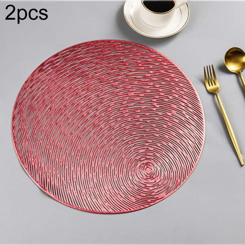 2 PCS Fashion Round Hollow Placemats PVC Table Mats Coffee Cup Pad(Gold)