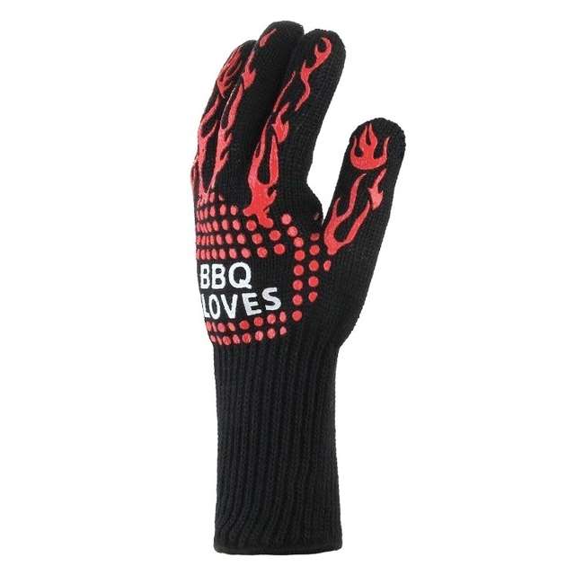 Heat-resistant High Temperature Fire Resistance Cooking Baking Barbecue Grill Gloves Red BBQ