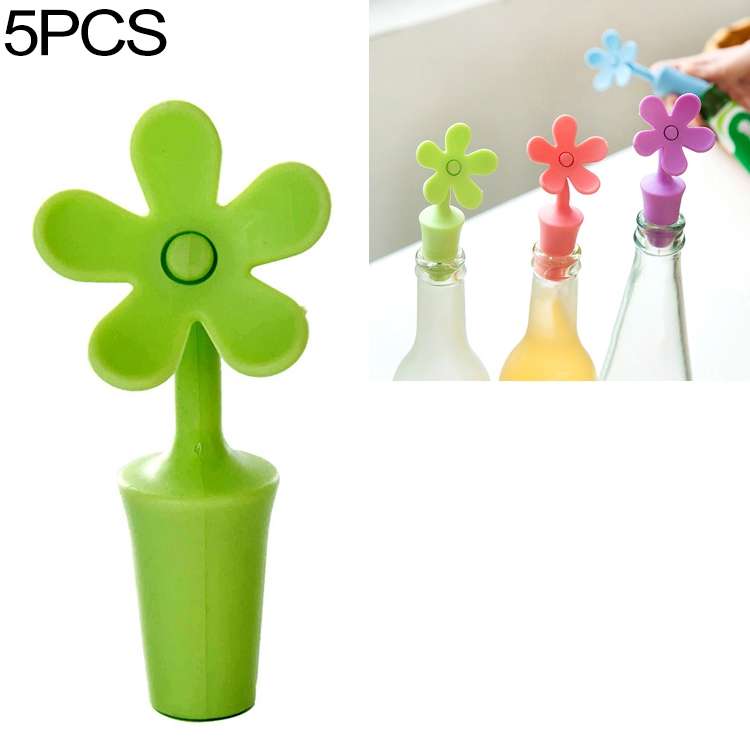 5 PCS Silicone Wine Stopper Flower Beer Stopper(Blue)