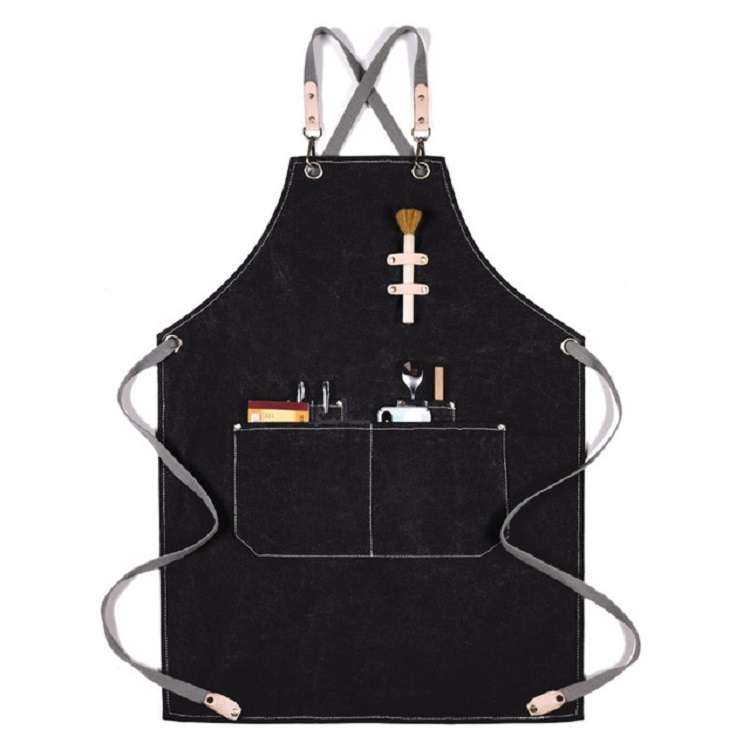 Barbecue Cooking Bartender Antifouling Thick Canvas Apron(Orange A)