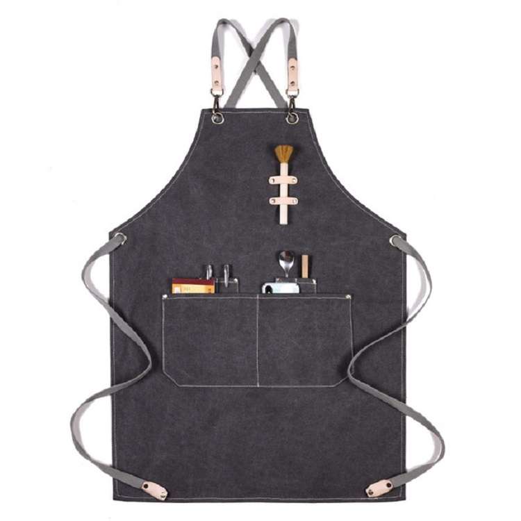 Barbecue Cooking Bartender Antifouling Thick Canvas Apron(Orange A)