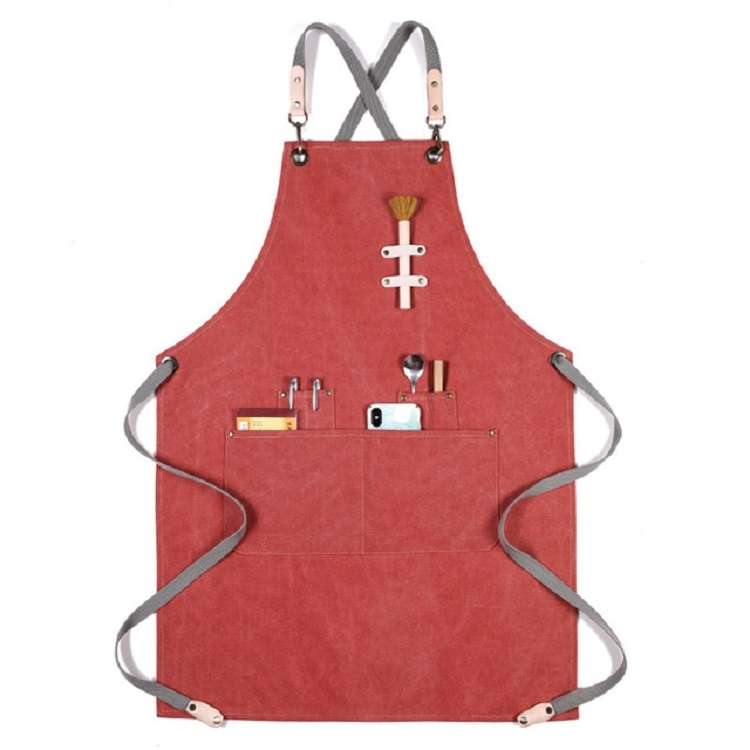 Barbecue Cooking Bartender Antifouling Thick Canvas Apron(Orange A)