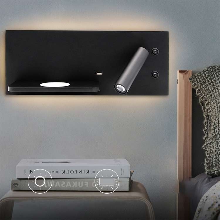 Left Wireless Wall Lamp USB 5V Charger Wall Lights Hotel Headboard Reading Lighting Spot Luminaire L