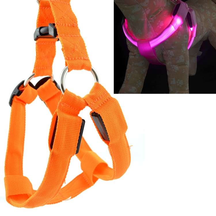 Double Sided LED Light Pet Harness Nylon Cat Dog Chest Strap Leash, Size:S(Pink)