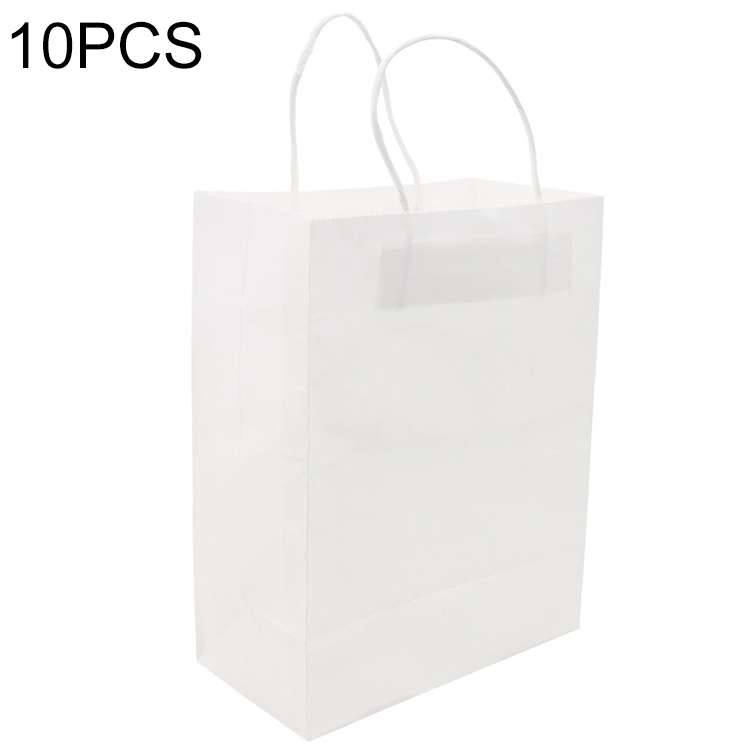 10 PCS Elegant Kraft Paper Bag With Handles for Wedding/Birthday Party/Jewelry/Clothes, Size:16x22x8