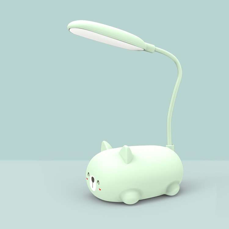 Cartoon Cat Design LED Eye Protection Reading Lamp USB Rechargeable Desk Lamp(White)