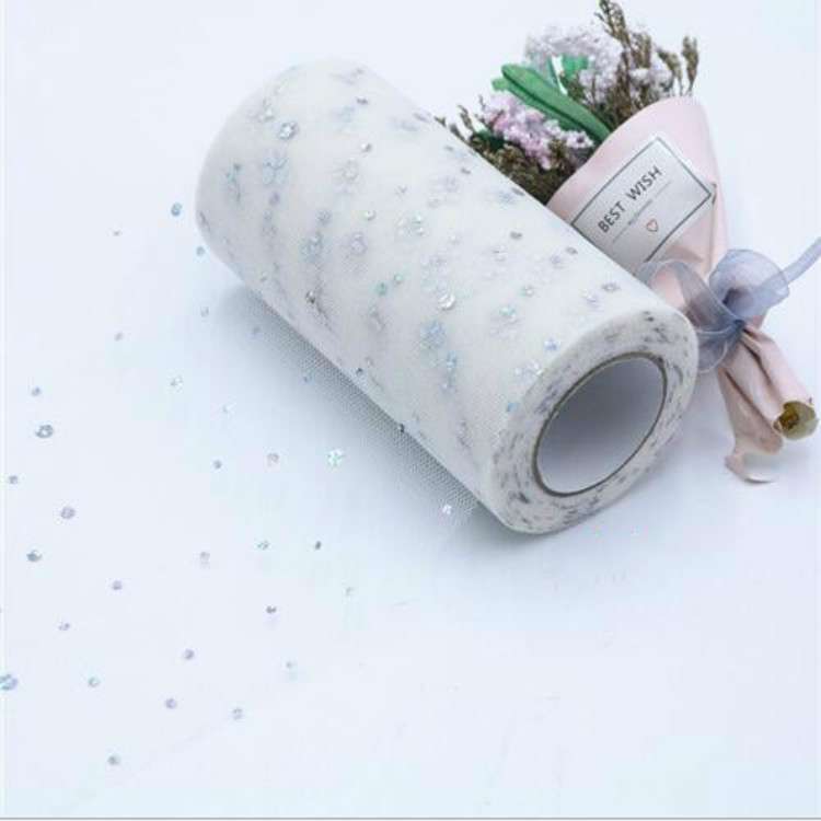 Tulle Roll 25 Yards 13cm Organza Laser Crafts Wedding Decoration Tulle Birthday Party Supplies(Light