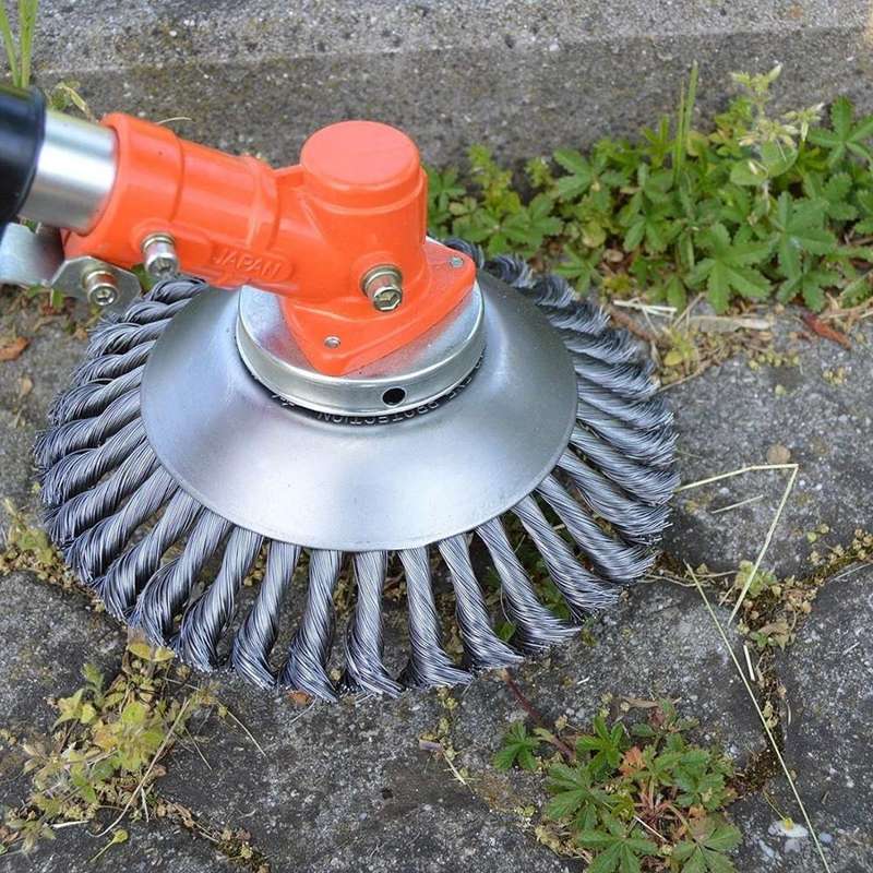 Lawn Mower Twisted Grass Wheel Steel Wire Grass Head Weeding Tray, Size:6 Inches