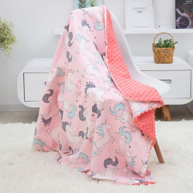 Cotton Cartoon Baby Comforting Quilt Washable Trolley Cover Blanket(Magic Elf)