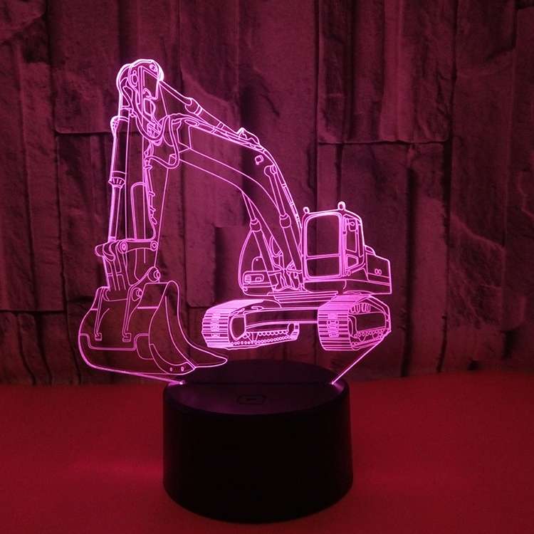 3W Excavator 3D Light Colorful Touch Control Light Creative Small Table Lamp with Black Base, Style: