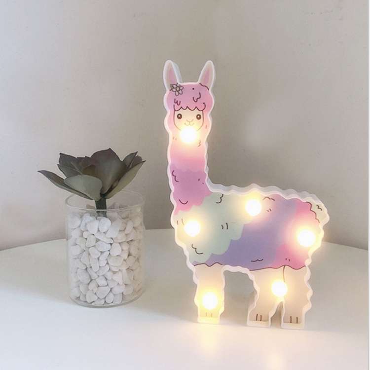 LED Painted Lantern Alpaca Night Light Holiday Decoration Room Posing Style Light(White)