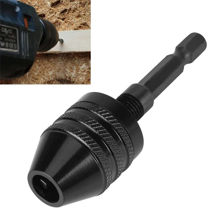 Hex Shank Mini Drill Chuck Conversion Three Jaw Chuck Power Tool, Model:Hex Shank Black Chuck (0.8-8