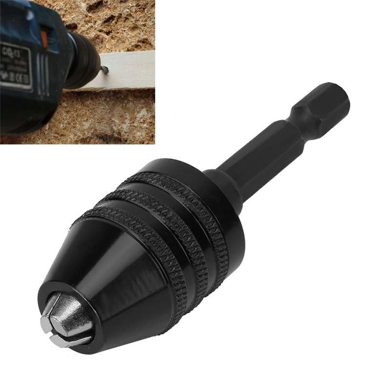 Hex Shank Mini Drill Chuck Conversion Three Jaw Chuck Power Tool, Model:Hex Shank Black Chuck (0.3-6