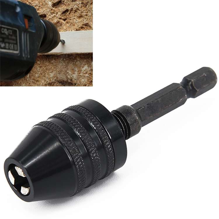 Hex Shank Mini Drill Chuck Conversion Three Jaw Chuck Power Tool, Model:Hex Shank Black Chuck (0.3-3
