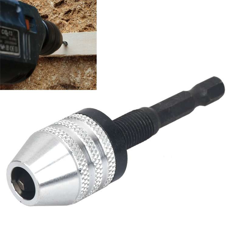 Hex Shank Mini Drill Chuck Conversion Three Jaw Chuck Power Tool, Model:Hex Shank Silver Chuck (0.3-